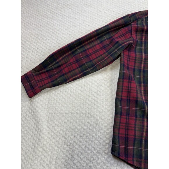 Pendleton Plaid Flannel Shirt Long Sleeve 100% Wool | Red and Green | Size Large - Picture 4 of 14